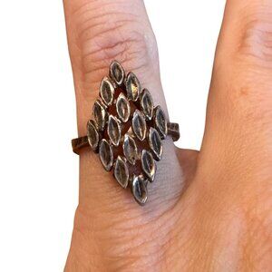 Vintage 925 Sterling Silver Marquise Cluster Ring Size 5 Retro Deco 3.77g 1in